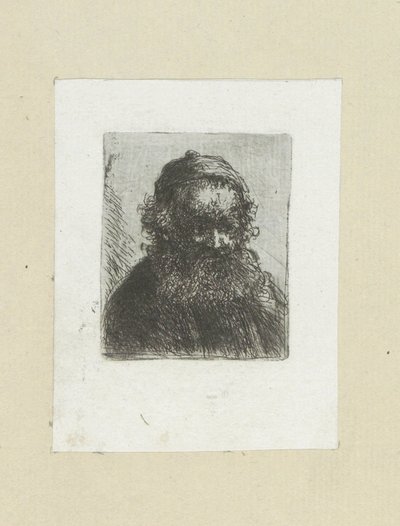 Oude man met baard en muts door Jan Chalon