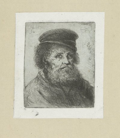 Oude man met baard en pet door Jan Chalon