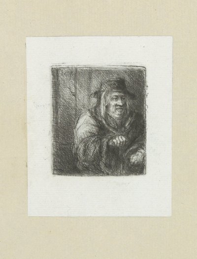 Oude man met mantel en hoed door Jan Chalon