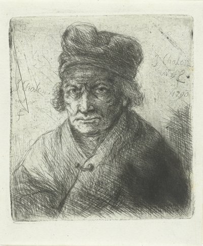 Oude man met muts door Jan Chalon