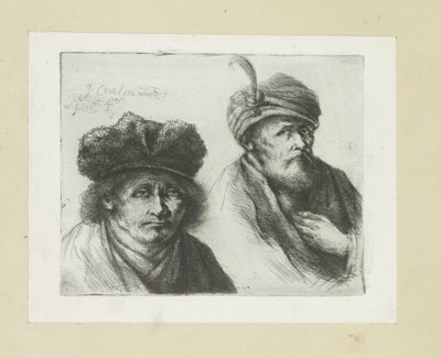 Twee mannen met hoed en tulband door Jan Chalon