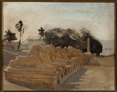 Sfinxenlaan in de tempel van Amon in Karnak. Van een reis naar Egypte door Jan Ciągliński