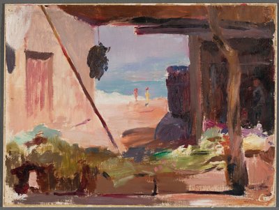 Fragment van gebouwen aan zee. Van een reis naar Constantinopel door Jan Ciągliński