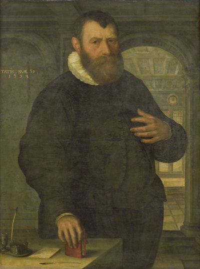 Portret van Bartholomeus van der Wiere (1534-1603) door Jan Claesz. (attributed to)