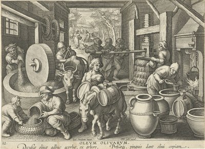Olijfpers door Jan Collaert (II) (attributed to)