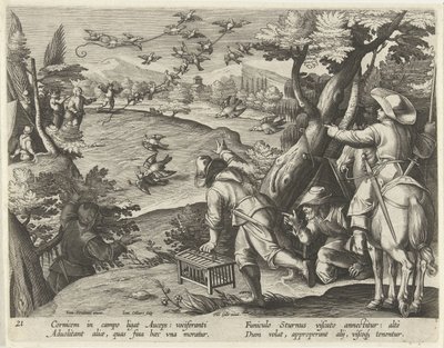 Jacht op kraaien en spreeuwen door Jan Collaert (II)