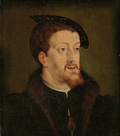 Portret van Karel V, Heilige Roomse Keizer door Jan Cornelisz Vermeyen (manner of)