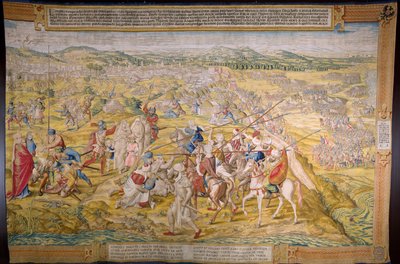 Vlaamse wandtapijt. Serie De verovering van Tunis: Inname van Tunis. Cartonist Jan Cornelisz Vermeyen. Atelier Willem de Pannemaker, Brussel. Ca 1545 door Jan Cornelisz Vermeyen