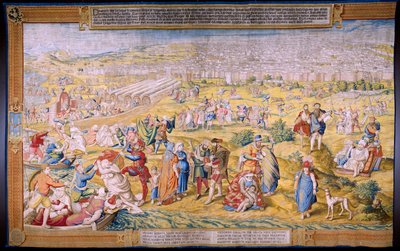 Vlaams wandtapijt. Serie De verovering van Tunis: De plundering van Tunis. Tekenaar Jan Cornelisz Vermeyen. Atelier Willem de Pannemaker, Brussel. Ca 1545. door Jan Cornelisz Vermeyen