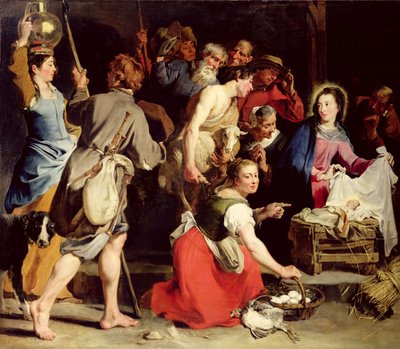 De Aanbidding van de Herders, na 1628 door Jan Cossiers