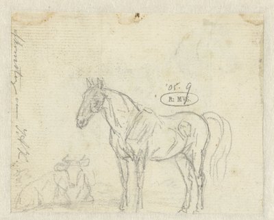 Schets van een paard en koe door Jan Dasveldt