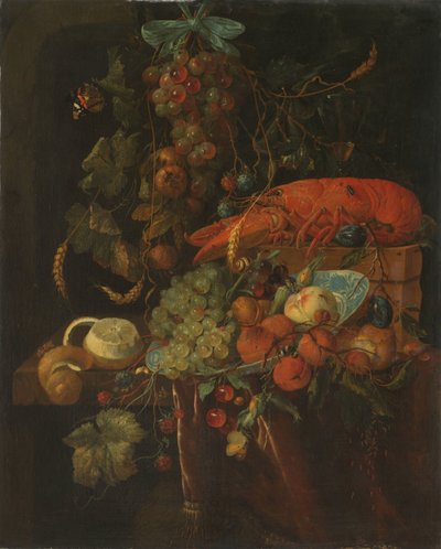 Stilleven met fruit en een kreeft door Jan Davidsz. de Heem (copy after)