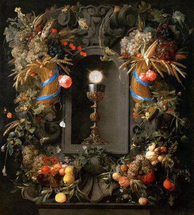 Eucharistie in een fruitkrans door Jan Davidsz de Heem