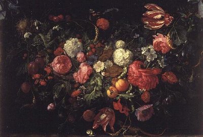 Stilleven van Bloemen en Fruit door Jan Davidsz de Heem