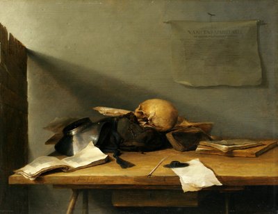 Stilleven met boeken en schedel door Jan Davidsz. de Heem