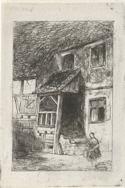 Gevel van een huis met een overdekte opgang door Jan Diederikus Kruseman