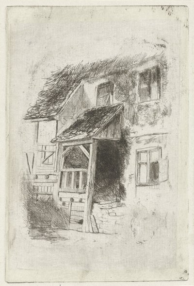 Gevel van een huis met een overdekte opgang door Jan Diederikus Kruseman