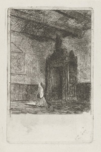 Interieur van een liturgisch gebouw door Jan Diederikus Kruseman