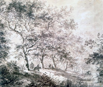 Een groep bomen aan de rand van het water, 1643 door Jan Dirksz Both
