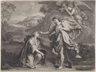 Christus verschijnt als tuinman aan Maria Magdalena (Noli me tangere) door Jan Edelinck (possibly)