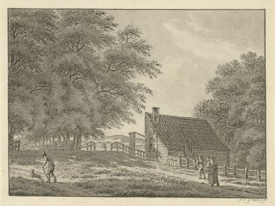 Landschap bij Overveen met wandelaars door Jan Evert Grave