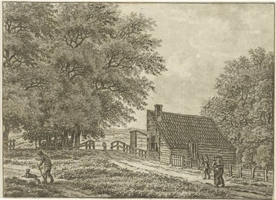 Landschap bij Overveen met wandelaars door Jan Evert Grave