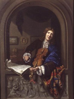 Portret van een Man die Viool Speelt door Jan Frans Douven