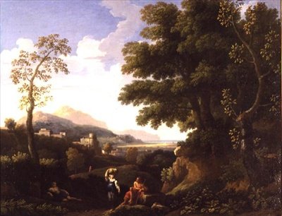 Klassiek landschap met figuren door Jan Frans van Bloemen