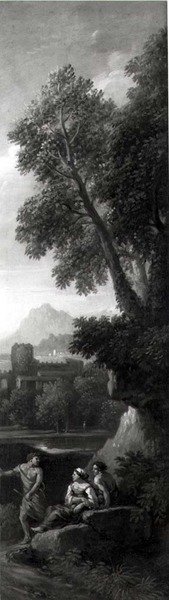Figuren in een klassiek landschap door Jan Frans van Bloemen