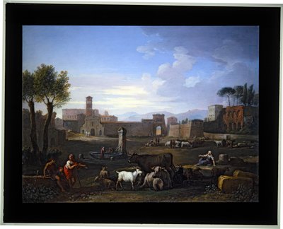 Set van Vier Capriccio; (1) Campo Vaccino door Jan Frans van (1662 1749) Bloemen