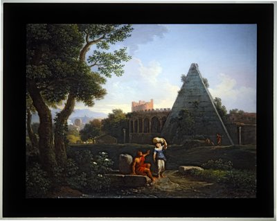 Set van vier Cappricio; (3) Piramide van Cestius door Jan Frans van (1662 1749) Bloemen