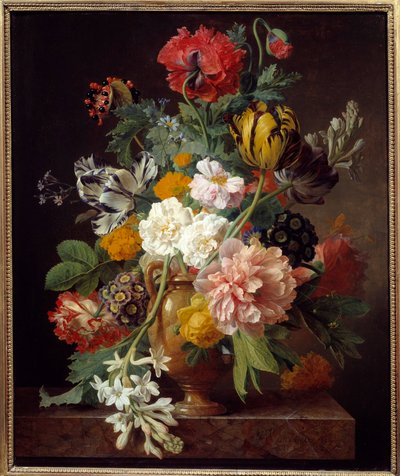 Vaas met bloemen met gebroken knol door Jan Frans van Dael