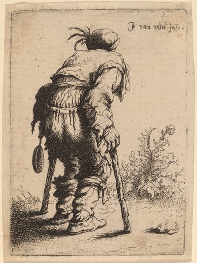 Bedelaar met twee krukken, 1632 door Jan Georg van Vliet