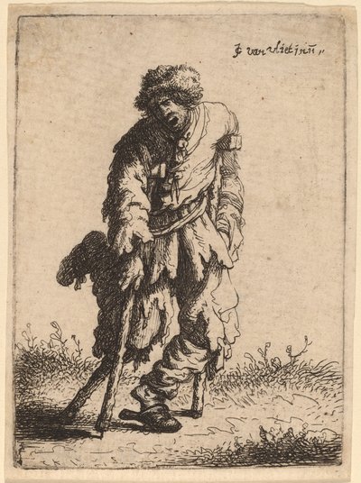 Bedelaar met een houten been door Jan Georg van Vliet