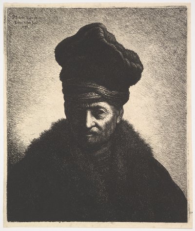Portret van een man, naar Rembrandt, 1633 door Jan Georg van Vliet