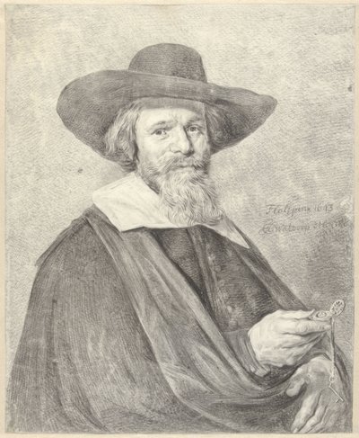 Portret van een man met horloge in de rechterhand door Jan Gerard Waldorp