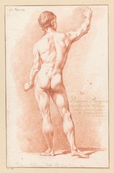 Staand mannelijk naakt, op de rug gezien (1e prijs 1767) door Jan Gerard Waldorp