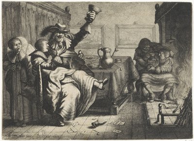 Twee amoureuze paren in een herberg door Jan Gillisz. van Vliet