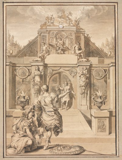 Perseus en Minerva voor een Tempel, eerste derde van de 18e eeuw door Jan Goeree