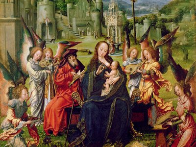 Engel muzikanten (detail) door Jan Gossaert