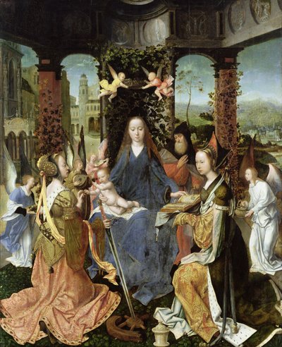 Madonna en Kind met Maria Magdalena en St. Catharina door Jan Gossaert