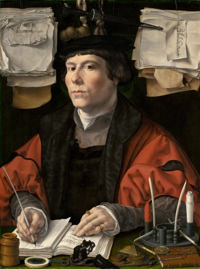 Portret van een koopman door Jan Gossaert