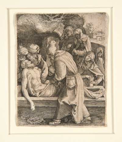Graflegging, uit De Passie door Jan Harmensz. Muller