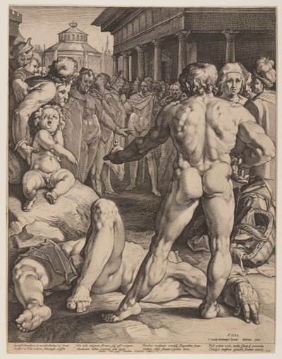 Gevecht tussen Odysseus en Irus door Jan Harmensz. Muller