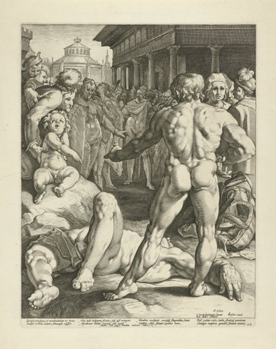 Gevecht tussen Odysseus en Irus door Jan Harmensz. Muller