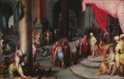 Jozef presenteert zijn vader en broers aan de farao, c.1590 door Jan Harmensz Muller
