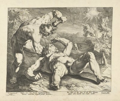 Kaïn doodt Abel door Jan Harmensz. Muller