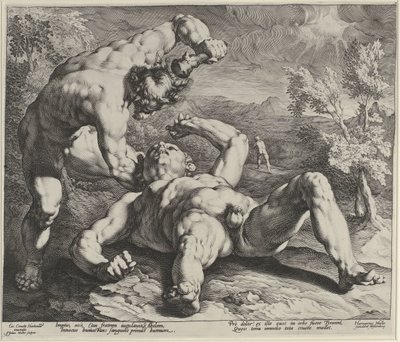 Kaïn doodt Abel door Jan Harmensz. Muller