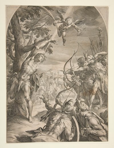 Martelaarschap van Sint Sebastiaan door Jan Harmensz. Muller