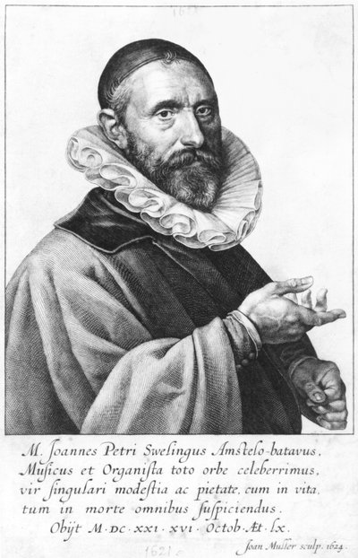 Portret van Jan Pieterszoon Sweelinck, 1624 door Jan Harmensz Muller